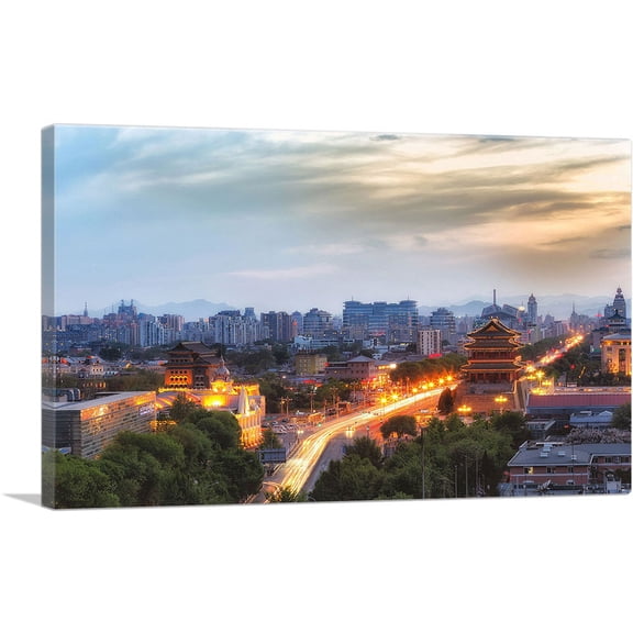 ARTCANVAS Beijing China Capital Skyline Canvas Art Print - Size: 12" x 8" (0.75" Deep)