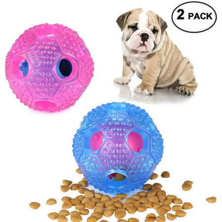 Amerteer 2 Pcs Interactive Dog Toys, Dog Chew Toys Ball for Small Medium Dogs, IQ Treat Boredom Food Dispensing, Puzzle Puppy Pals Tough Durable Rubber Pet Ball, Best Cleans Teeth Dog (Best Pet Food Delivery)