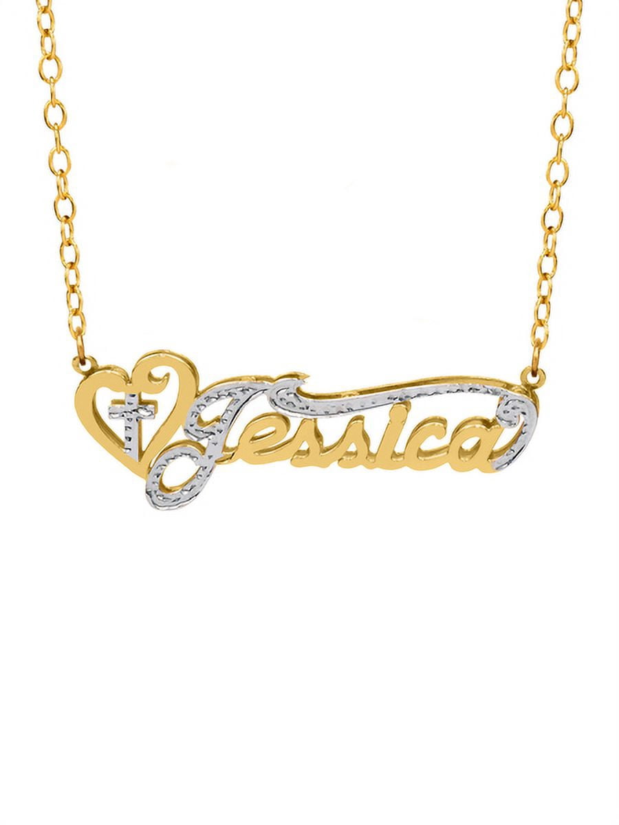 Personalized Religious Name Necklace with Heart and Cross