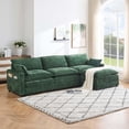 thumbnail image 6 of TROPOW Chenille 113-Inch Modular Combo Sofa, Modern 3-Seater L-Shaped Sofa with Ottoman, 2 Cushions, Side Pockets, Oversized Faux Fur Upholstered Sofa for Living Room, Bedroom, 6 of 7