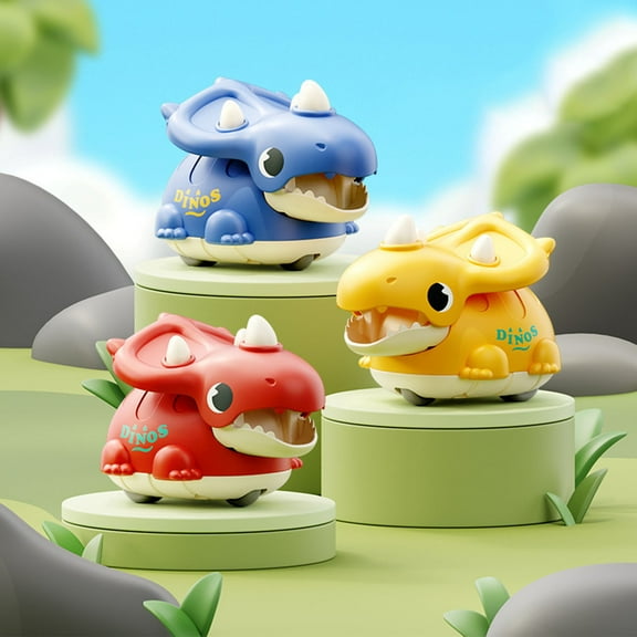 PATLOLLAV Cartoon Triceratops Catapult Car Pet Toy,Dinosaur Baby Car Toys 1 2 Year Old Boy,Baby Push Go Friction Car Toys for 6-9-12-18 Months,1st Birthday Gifts for 1-2 Years Old Boys