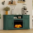 thumbnail image 3 of HLR Modern Fireplace TV Stand for TV up to 65'', Entertainment Center with Storage for Living Room, Green, 3 of 10