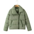 thumbnail image 2 of Hvyesh Women's Puffer Short Coat Dressy Side Zipper Padded Jackets Casual Lapel Collar Long Sleeve Puffer Coats Lightweight Insulated Outwear Coats, 2 of 6