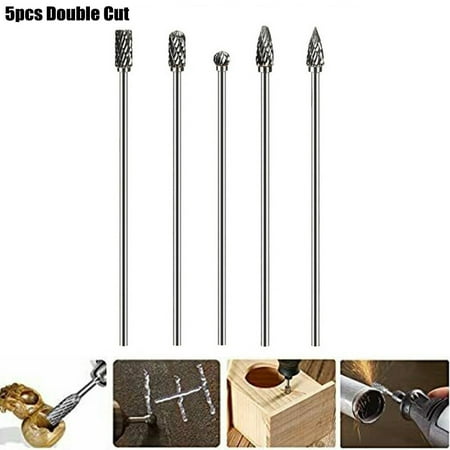 

BAMILL 5pcs 100mm Long Double Cut Tungsten Solid Carbide Rotary Burrs Set Rotary Tools