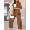 thumbnail image 6 of Women'S Fall Spring 2 Piece Blazer Outfits Business Casual Oversized Jacket Wide Leg Work Pants Dark Brown XXL, 6 of 9