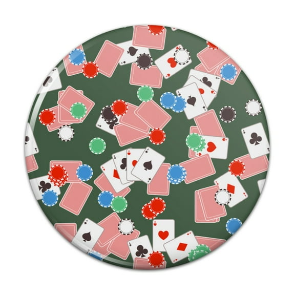 Poker Chips and Ace Cards Pattern Pinback Button Pin