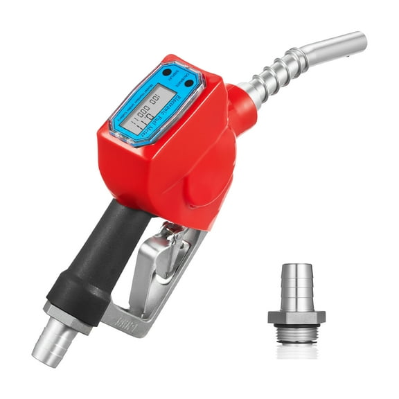 KFFKFF 1-Inch Barb Digital Fuel Nozzle with Swivel, 12.6 GPM Max Flow Rate, Automatic Shut-Off Diesel Gas Pump Nozzle with 3/16 in (OD=20 mm) Spout & Digital Display, Suitable for Gasoline, Diesel