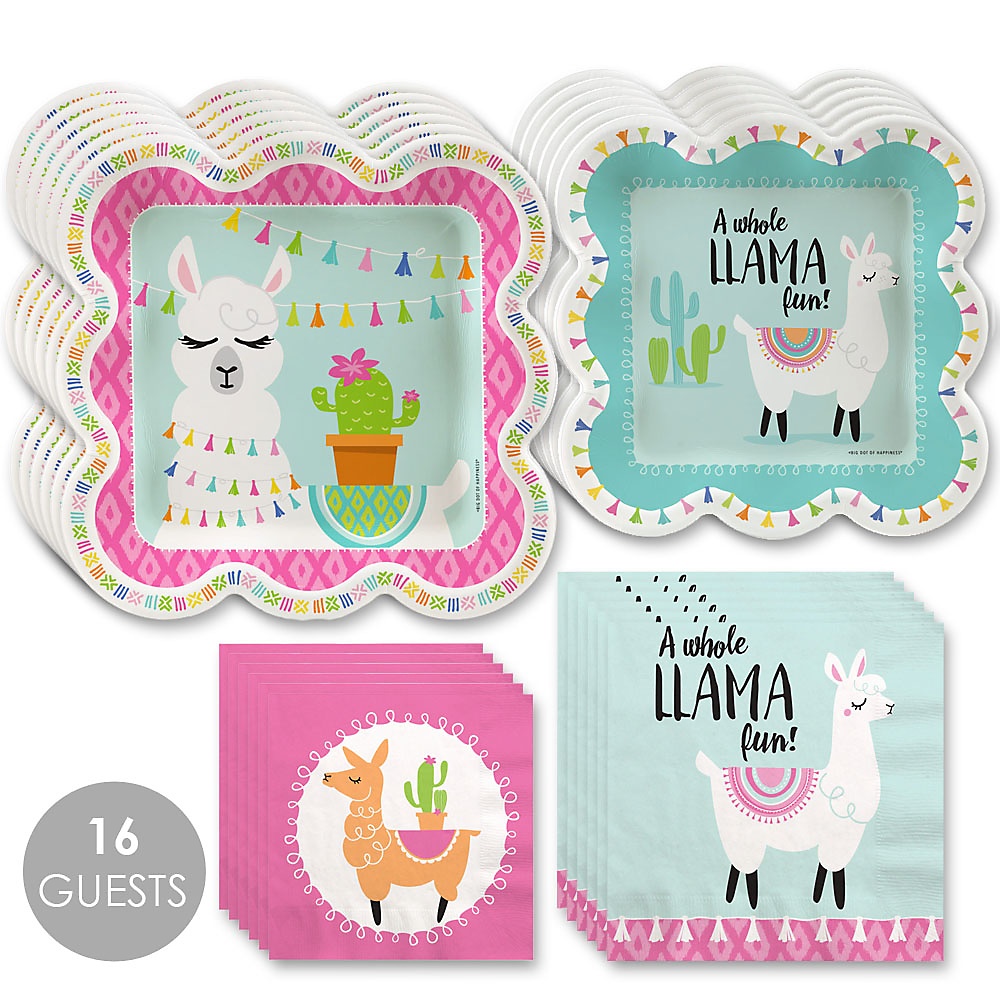 Whole Llama Fun Llama Fiesta Baby Shower or Birthday Party Tableware Plates and Napkins