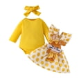 thumbnail image 1 of Odeerbi 0-18 Meses Conjunto de Verano Para Niña Canastilla Body de Punto Falda Con Tirantes de Conejo Y Cinta Para La Cabeza Conjunto de Tres Piezas Mono Conjunto de Lazo, 1 of 9