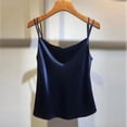 thumbnail image 3 of Silk Satin Camisole Womens Sleeveless Spaghetti Tank Tops Strap Cami Tops Solid Color Summer Comfy 2026 Soft Dressy Tank Shirts Blue 2XL, 3 of 4