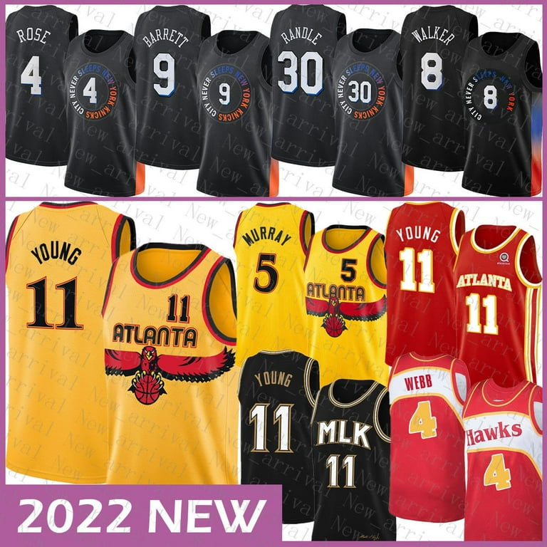 NBA_ Atlanta''Hawks''Men Basketball Jersey New''York''Knicks''Men 11 5 9 30 Gold Trae Young Dejounte Murray RJ Barrett Julius Randle 644
