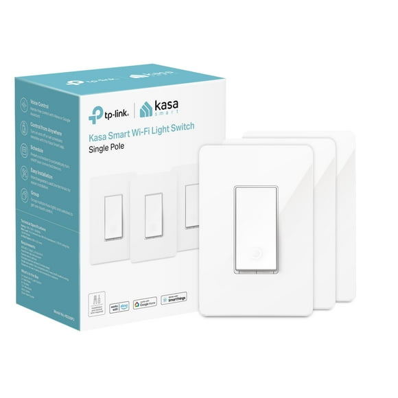 Kasa Smart Interrupteur Lumineux à un Seul Poteau par TP-Link (HS200P3) - Fil Neutre et Connexion Wi-Fi 2,4 GHz Requise, Pas de Gradateur