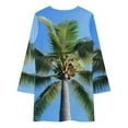 thumbnail image 3 of Palm Tree Sky Blue Loose Dress Evening Dress Summer Dresses for Women Luxury Dress Long Sleeved Dress, 3 of 4