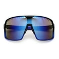 thumbnail image 2 of Xloop Mens Large Shield USA American Flag Print MTB Rectangle Sunglasses Black Blue - Blue Mirror, 2 of 8