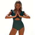 thumbnail image 3 of Women's One Piece Swimsuit Ruffle Cutout Bathing Suits Slimming Tummy Control V Neck Wrap Swimwear, 3 of 5