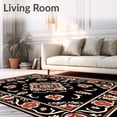 thumbnail image 2 of ODIKA 4'x6' Machine Washable Non-Slip Area Rug, Damask Ornamentation with Vintage Floral Filigree High Traffic Rug with Pad, Black, 555645, 2 of 8