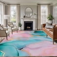 thumbnail image 3 of Teal Pink Marble Area Rug 5x8 FT, Non Slip Bedroom Throw Carpet, Abstract Ink Painting Modern Luxury Washable Soft Floor Carpet Non-Shedding Rug for Living Room Nursery Dorm Office, 3 of 9