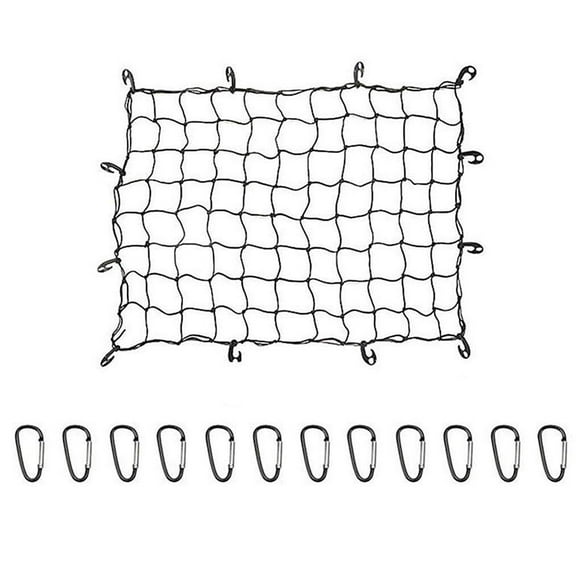 Heavy Duty Automotive Bungee Cargo Net for SUV Grid Mesh Elastic Cargo Net with Carabiners for Rooftop Cargo Rack