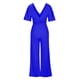 thumbnail image 5 of ICHUANYI Clearance Women Summer European And American Short Sleeve Solid Pocket Casual Jumpsuit(Blue, S) ICHUANYI WER2023081507346, 5 of 6