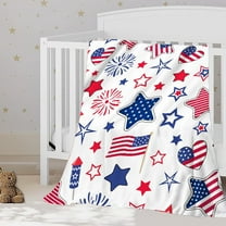 Clearance! 27x39 Inch Small Patriotic Throw Blanket for Couch 4th of July Decorations Soft Warm Red White and Blue American Flag Flannel Blankets for Independent Day Memorial Day Home Decor D