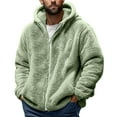 thumbnail image 2 of BXINGOHAI Mens Fuzzy Sherpa Jacket Hoodies Long Sleeve Fleece Zip Up Coat Fall Winter Warm Outwear Green,M, 2 of 5