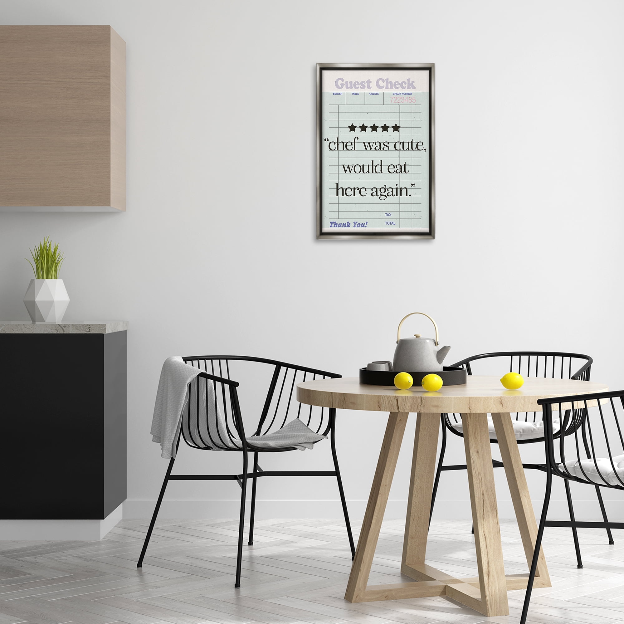 Stupell Industries Cute Chef Guest Check Typography Painting Gray Floater Framed Art Print Wall Art, 17 x 25