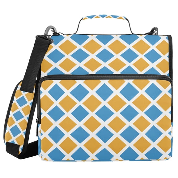 3 Ring Zipper Binder with Shoulder Strap Waterproof Trapper Keeper 2 Inch D-Ring 500 Sheets Capacity Blue Yellow Block