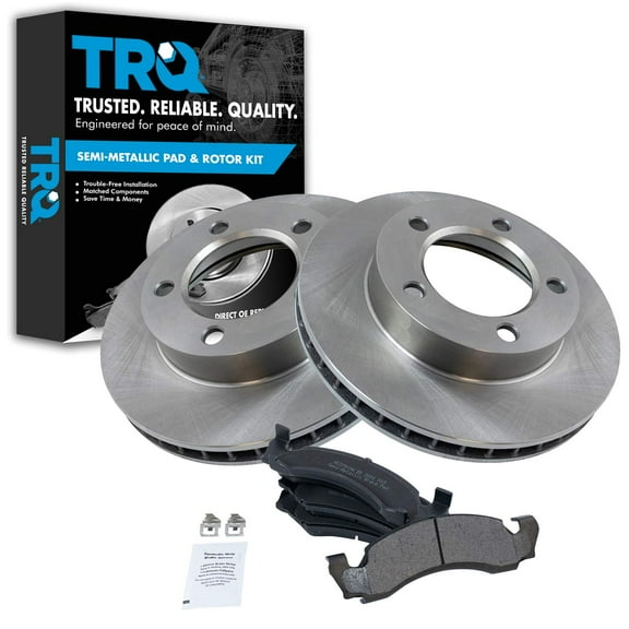TRQ Front Brake Pad & Rotor Kit Brake Pads Brake Rotor Semi-Metallic Fits Select 1987-1993 Ford Bronco F-150