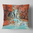 thumbnail image 2 of Designart Rainforest Waterfall Loas - Landscape Photography Throw Pillow - 18x18, 2 of 5