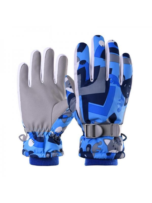 Kids Ski Gloves,Children Winter Warm Ski Gloves Boys Girls Sports Waterproof Windproof Non-slip Snow Mittens Extended Wrist Skiing Gloves