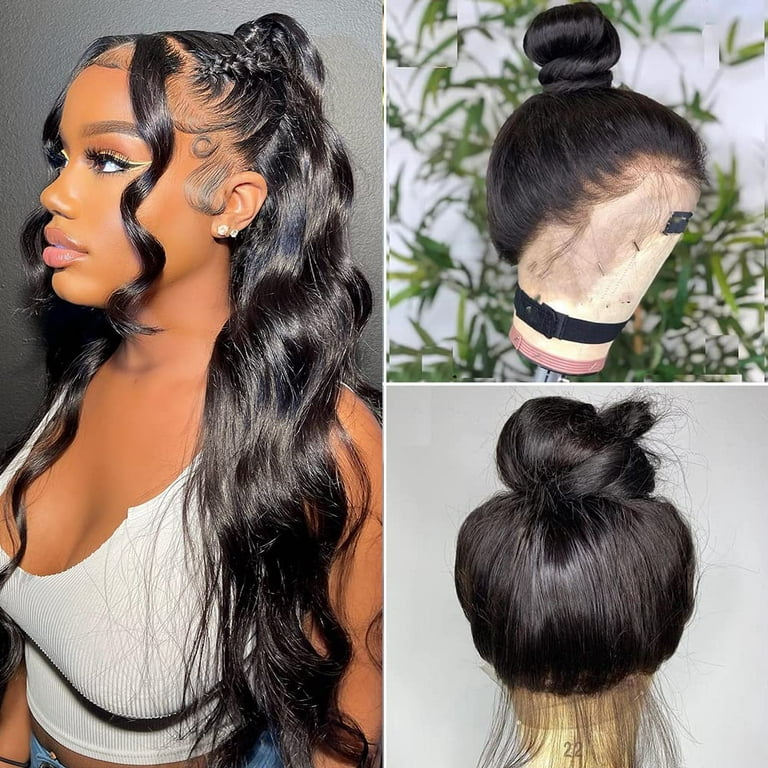 18 Inch Human Hair Wigs for Black Women 360 Lace Front Body Wave  Transparent HD Lace Wig Pre Plucked 360 Lace Ponytail Wig With Baby Hair  Glueless 360