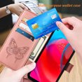 thumbnail image 4 of For Motorola MOTO G Stylus 5G (2021) Case, Magnetic Folio Butterfly Embossed Wallet Case, Premium Leather Wrist Strap Credit Card Holder Slots Kickstand Shockproof Cover, Rosegold, 4 of 4