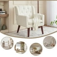 thumbnail image 3 of Accent Chair, Comfy Upholstered Mid Century Modern Armchair, Button-Tufted with Linen Fabric Lounge Arm Chairs for Living Room Bedroom (Beige), 3 of 7