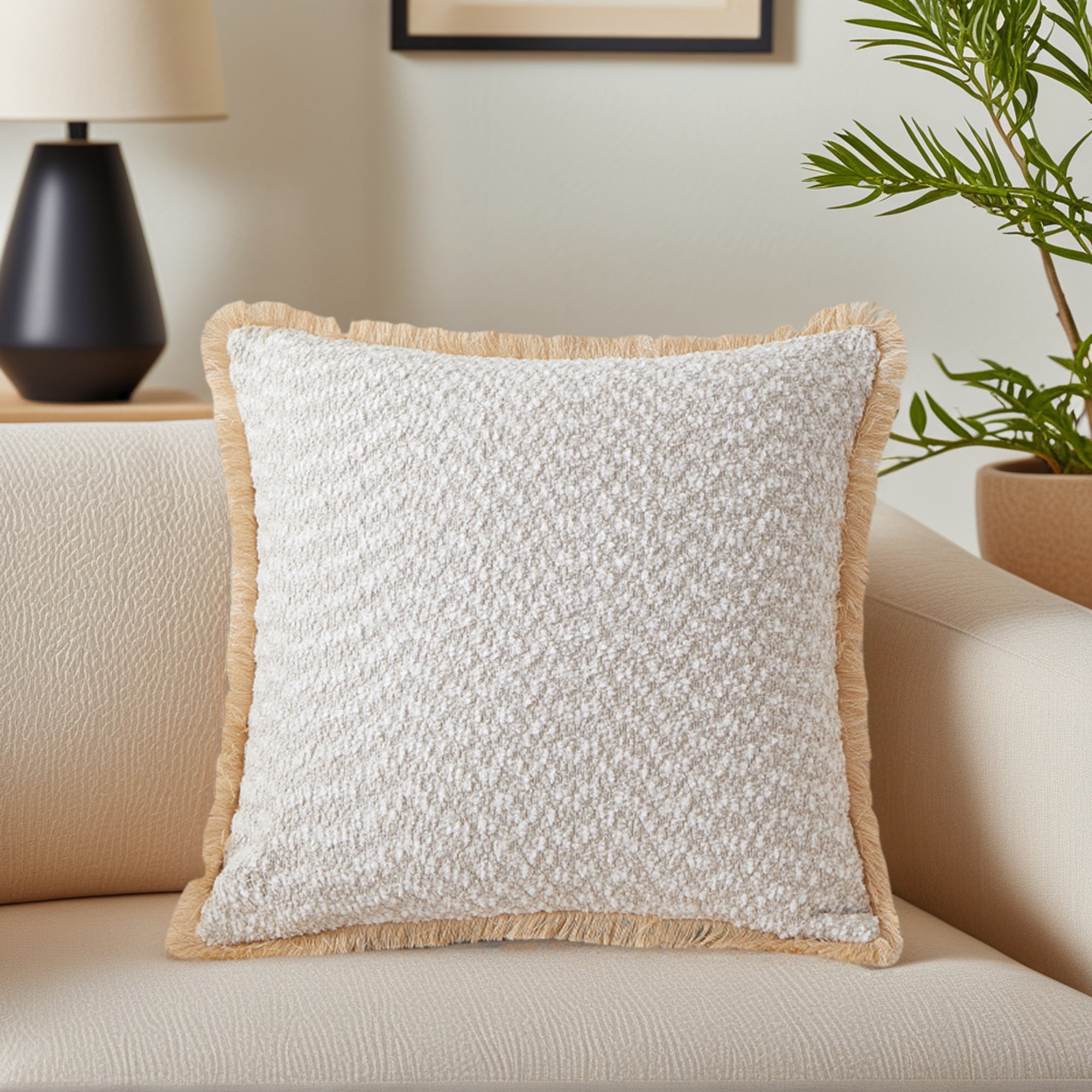 Unique Bargains Set of 2 Boho Soft Square Throw Pillow Covers for Couch Light Grey