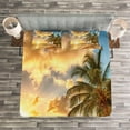 thumbnail image 3 of Ambesonne Tropical Quilted Bedspread Set 3 Pcs, Exotic Sandy Beach, Queen Size, Cream Blue, 3 of 3