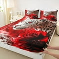 thumbnail image 3 of Castle Fairy Female Men Women Animal Cheetah 4pcs Bed Sheets,Floral Rose Leopard King Sheets,Jungle Wildlife Super Cozy Sheet Set,Breathable Home Decor, 3 of 7
