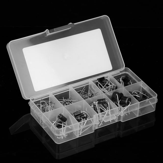 Kit De Surtido De Diodos Rectificadores De 90 Piezas Y 10 Valores, Baja Fuga, Caída De Voltaje Directa, Alta Eficiencia Con Caja De Almacenamiento Para Profesionales Y