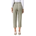 thumbnail image 3 of Pantalones de negocios casuales para mujer Inspire Chic, longitud recortada, pantalones de oficina con bolsillos, talla S, caqui, 3 of 6