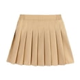 thumbnail image 3 of Girls Solid Color Pleated Skirt, Korean Style School Uniform Skirt with Anti-Slip Lining, Casual High Waist Skirt for Teen Girls Daily Wear Khaki 130, 3 of 7