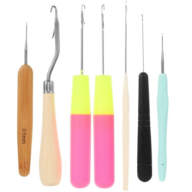 Miangastore 7pcs Dreadlock Crochet Needles Reusable Hair Braid Tool Crochet Needles for Dreadlocks
