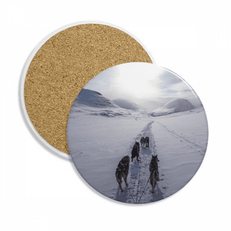 

Dog Animal Snow Husky Picture Coaster Cup Mug Tabletop Protection Absorbent Stone
