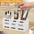 thumbnail image 5 of Wood Kitchen Utensil Holder - Decorative Utensil Tray, Basket to Put Silverware with 3 Compartments for Countertop, Organizer Storage Box for Storing Knives, forks and Spoons, 5 of 12