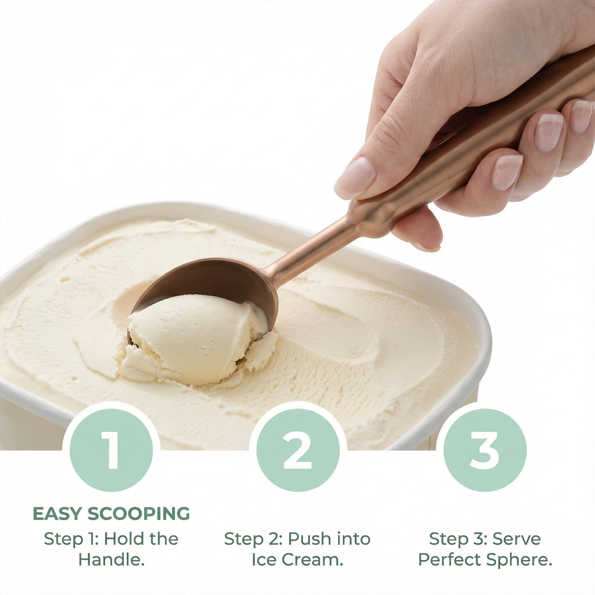 Unique Bargains Stainless Steel Ice Cream Scoop for Easy Release Rose Gold