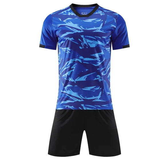 Odeerbi Toddler Kids Teen Boys Girls Mesh Soccer Training Uniform Set Gradient Short Sleeve T-Shirt Shorts Quick Dry Athletic Sets for 1-14 Years