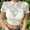 White, variant on Ayolanni Mesh Women Blouses Under $10 Short Sleeve White Sheer Cropped Solid T-Shirts Ladies T Shirts L