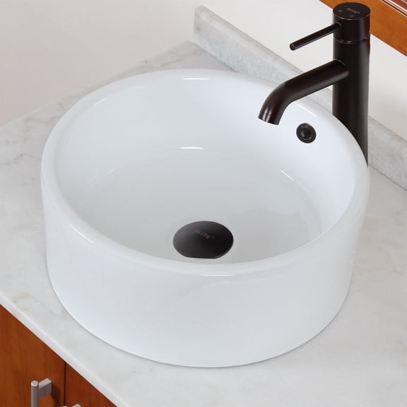 Elite Round Ceramic Bathroom Sink with Overflow - 9834 P08006ORB