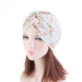 thumbnail image 3 of Women Cotton Soft Headwrap Pleated Turban Pastoral Style Ruffled Turban Hat Chemo Cap Turban Hats 9, 3 of 8