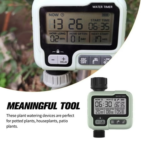

Super Timing System Precisely Waters Outdoor Plants with 2-Outlet Water Timer for Fully Adjustable Automatic Irrigation Program Tools