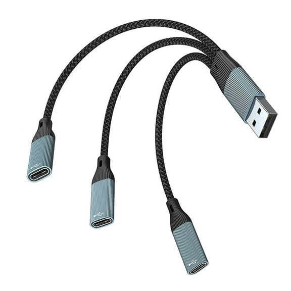 USB Y Splitter Cable USB Male to 2/3 Port Type C Female Cable Charging Data Transfer Splitter