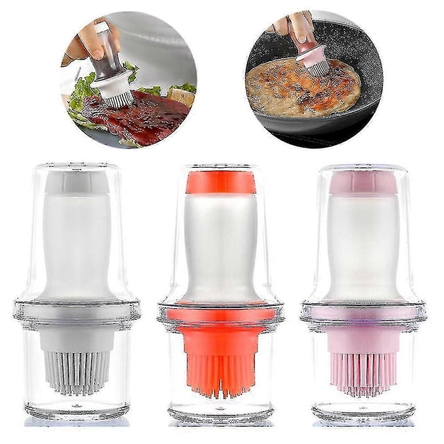 Silicone Oil Brush Bottle With Cover Container Cooking Barbecue Sauce Oil Bottle Brush Kitchen Tool